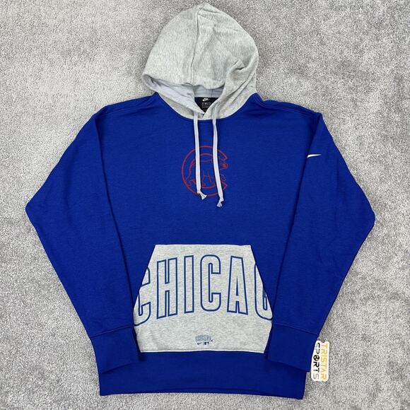 Chicago Cubs Hoodie Mens Small Blue Gray MLB Baseball Pullover Nike Genuine Tag - Picture 1 of 12
